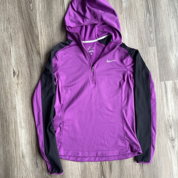 Nike Thermal Dri-FIT Quarter-Zip Running Hoodie Pullover Size‎ M Purple Womens - Picture 1 of 4